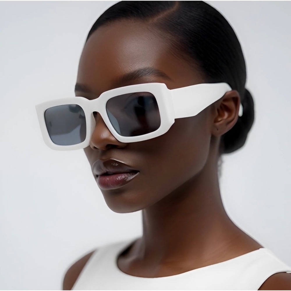 White Square Frame Sunglasses Retro‎ Fashion Trendy Sun Glasses Festival Lentes